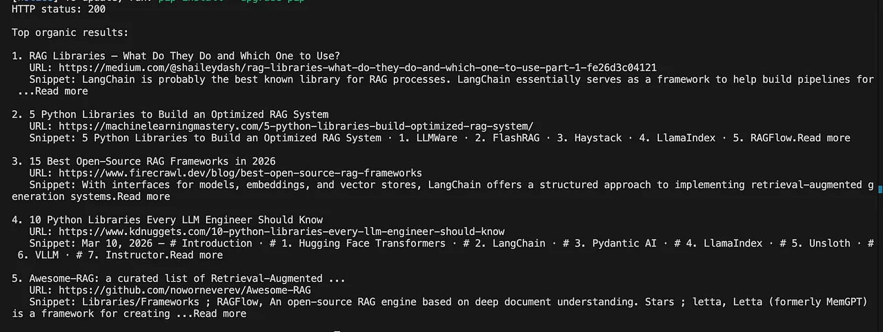 Frische Suchergebnisse in einen leichtgewichtigen RAG-Kontextblock transformieren