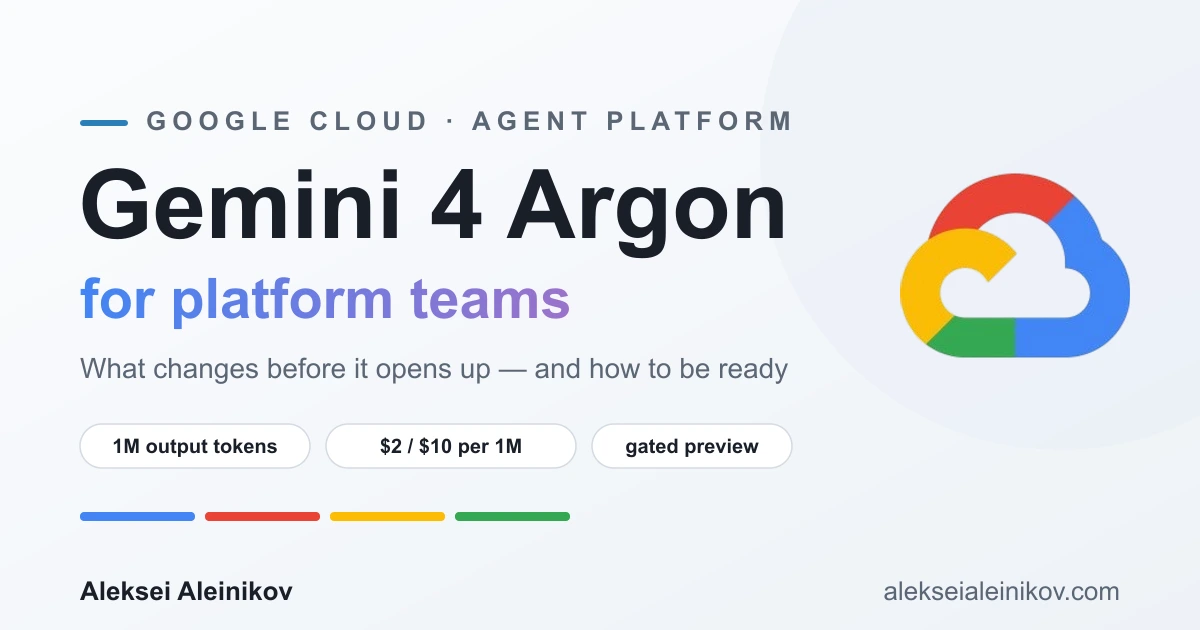 Gemini 4 Argon auf Google Cloud: was sich für Platform-Teams ändert — 1 Mio. Output-Tokens, 2 $ / 10 $ pro Million Tokens, geschlossenes Preview