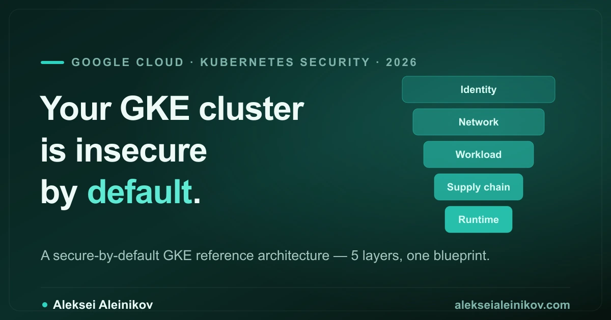 Secure-by-default GKE: your cluster is insecure by default — this architecture makes hardening the baseline.