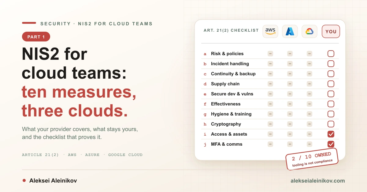 Cover image: NIS2 for Cloud Teams, Part 1: Requirements Checklist for AWS, Azure and Google Cloud