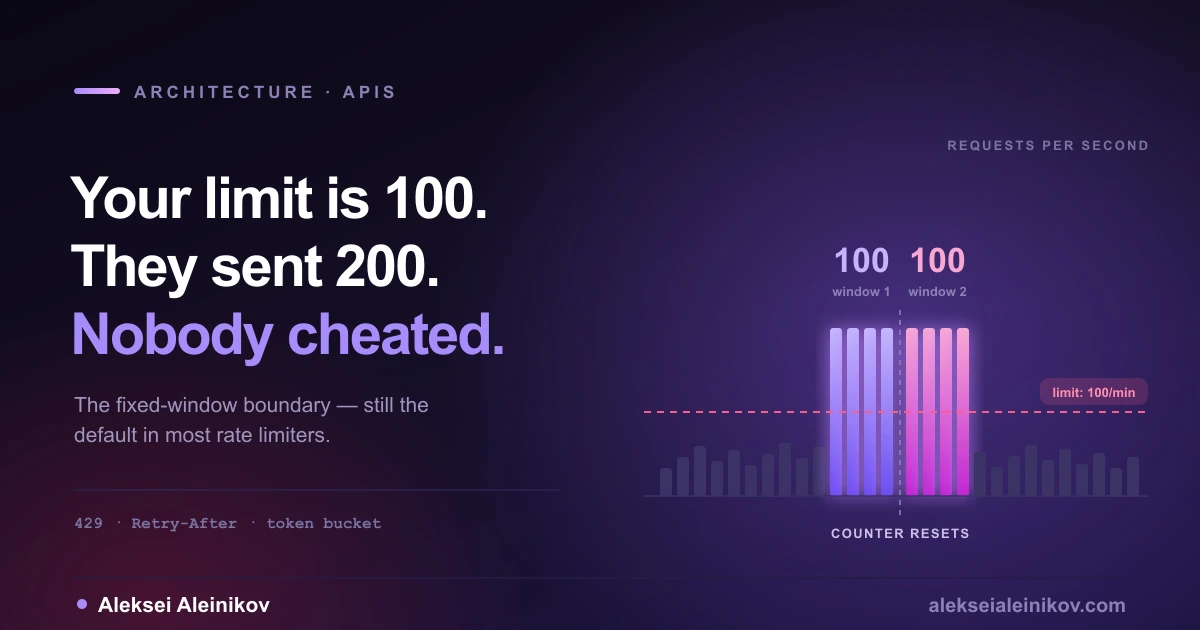 Rate limiting is a conversation, not a wall — the algorithm decides who passes, the response decides what happens next.