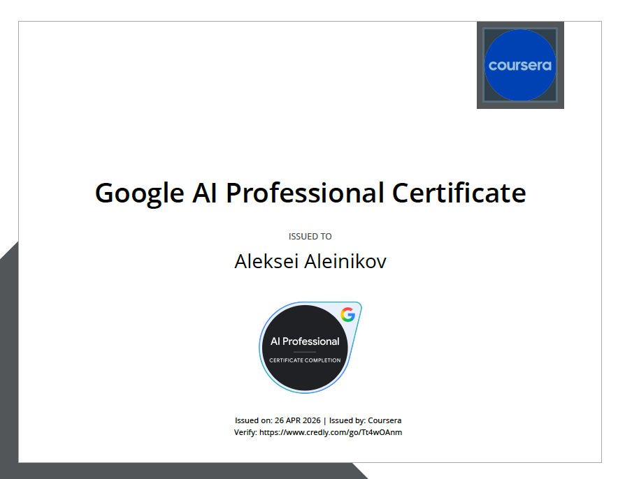 Zertifikat: Google AI Professional Certificate