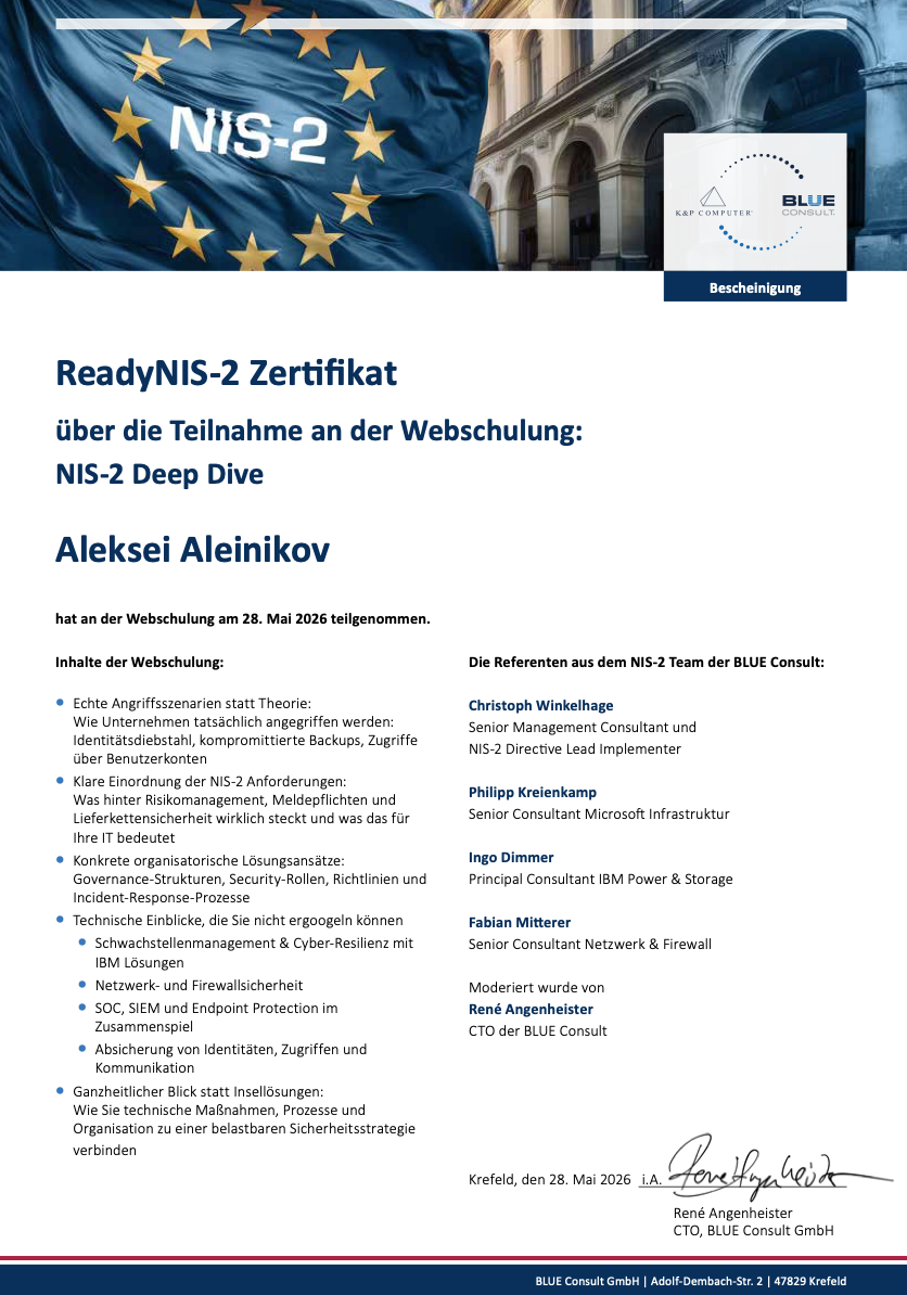 Certificate: NIS-2 Deep Dive